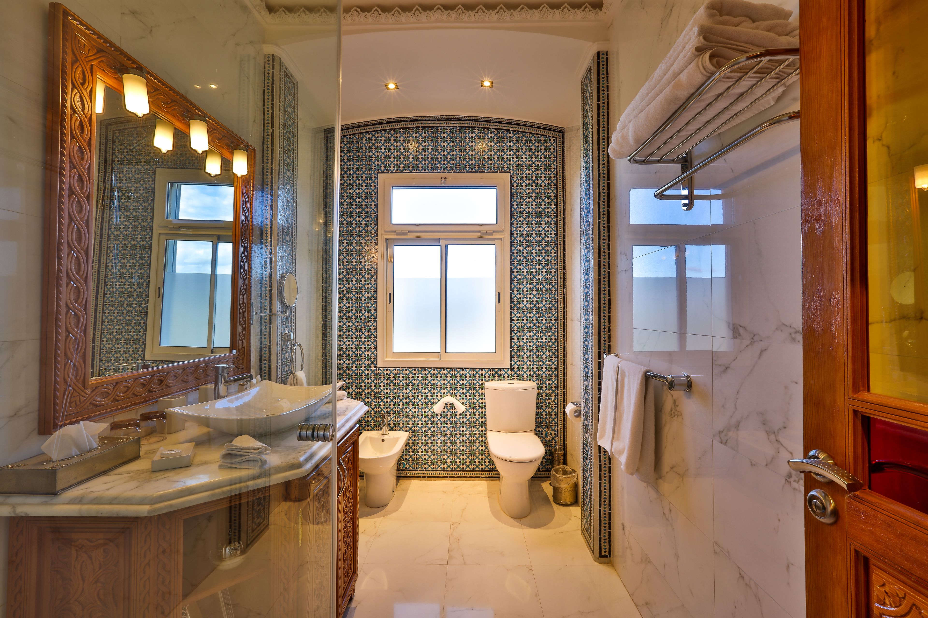 shower, free toiletries, hair dryer, bathrobes