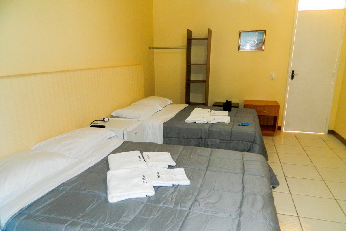 Egyptian cotton sheets, down duvets, desk, laptop workspace