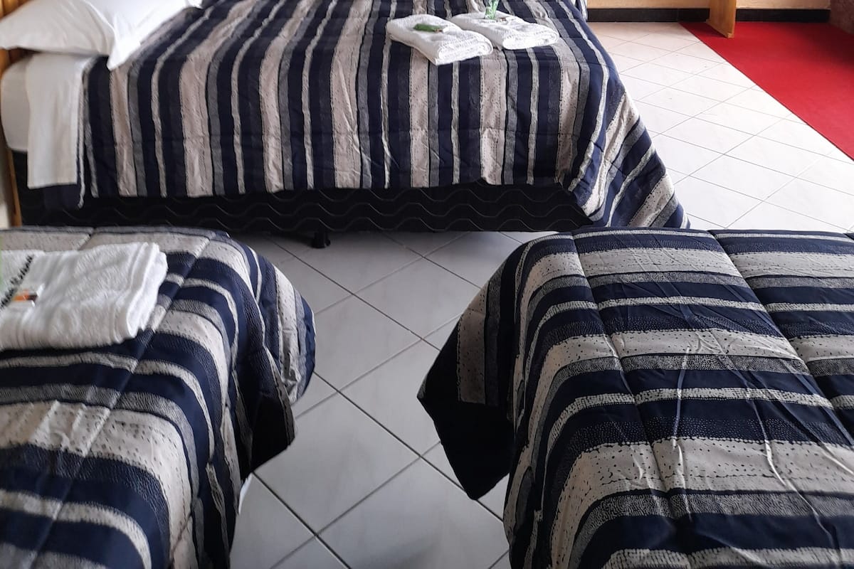 Egyptian cotton sheets, down duvets, desk, laptop workspace