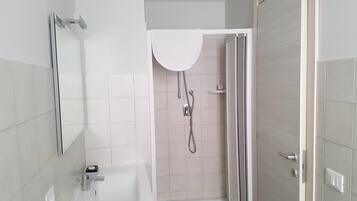 Shower, free toiletries, hair dryer, bathrobes