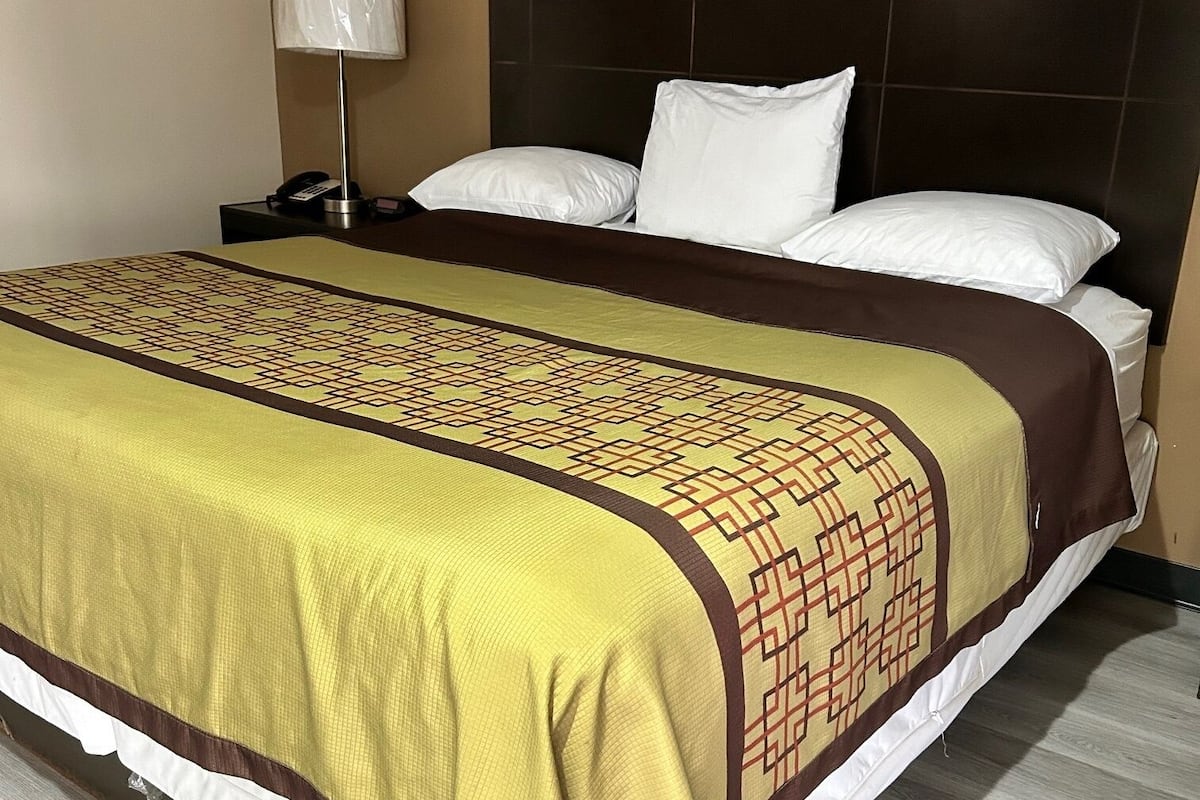 Habitación, 1 cama King size | Escritorio, tabla de planchar con plancha, wifi gratis y ropa de cama