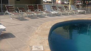 Outdoor pool, sun loungers