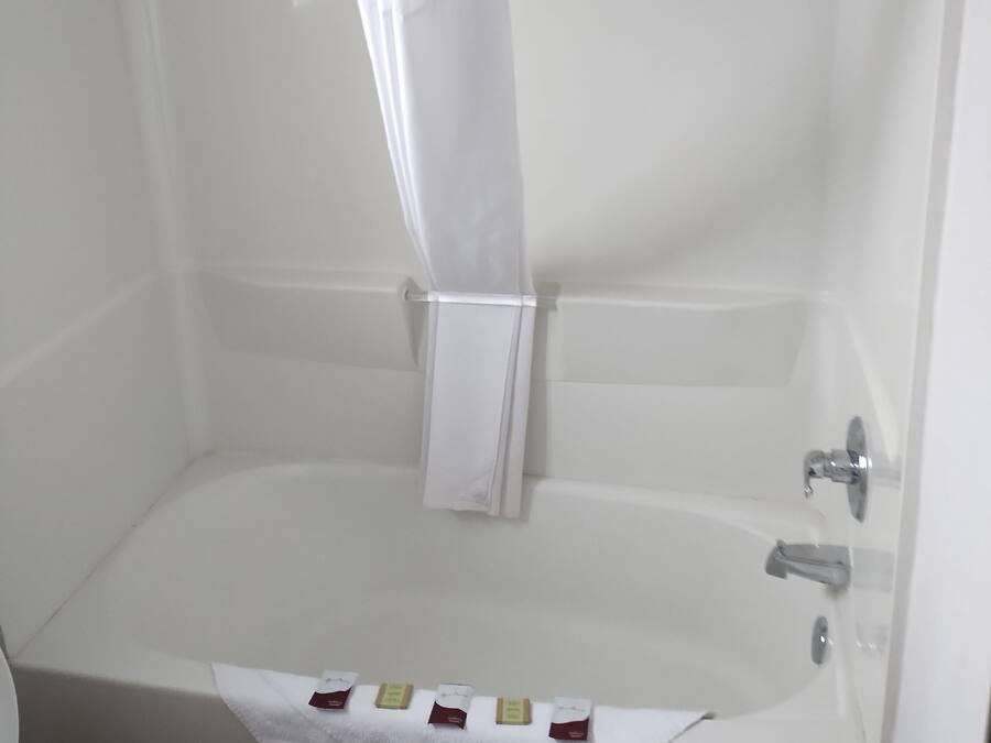 Combined shower/bathtub, hair dryer, towels