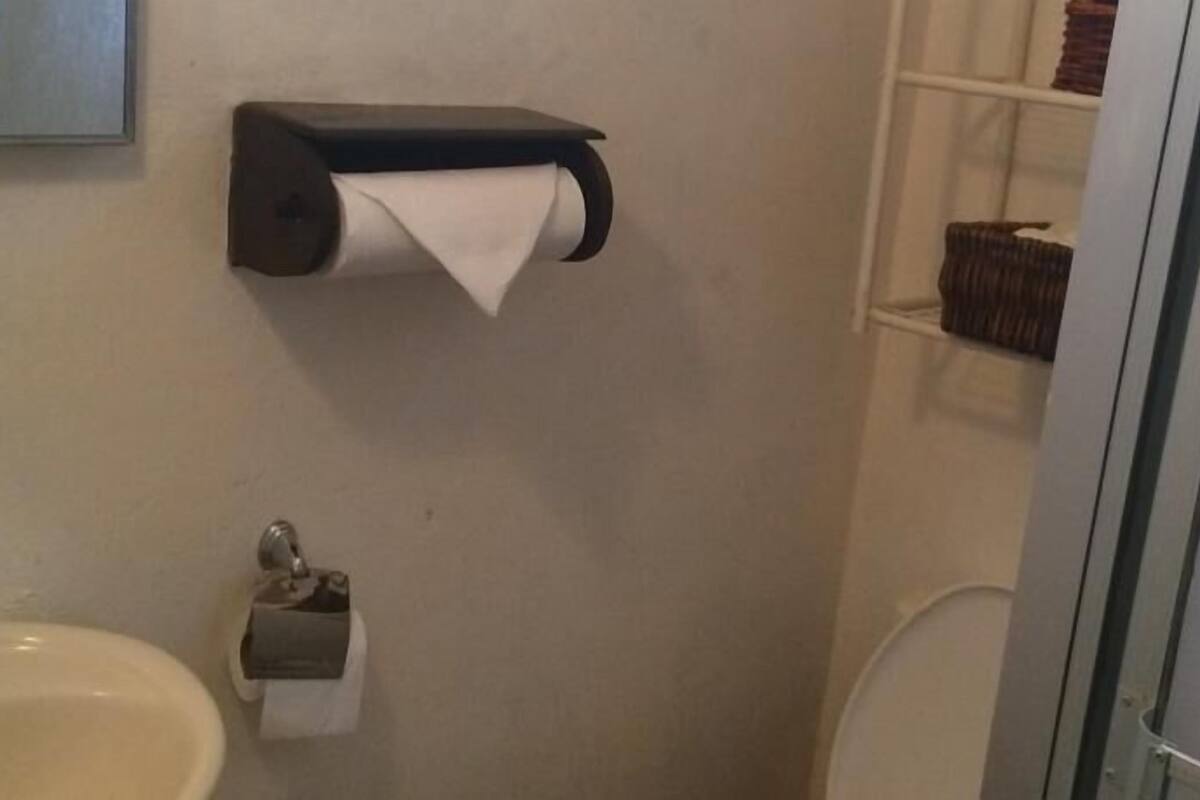 Shower, free toiletries, towels