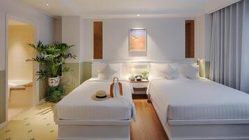 De La Somme Family Room + Afternoon tea on rooftop | Minibar, in-room safe, desk, blackout curtains