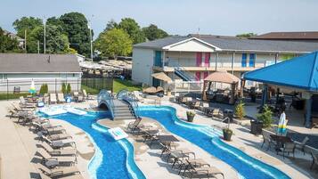 3 outdoor pools, open 9:00 AM to 9:00 PM, cabanas (surcharge)