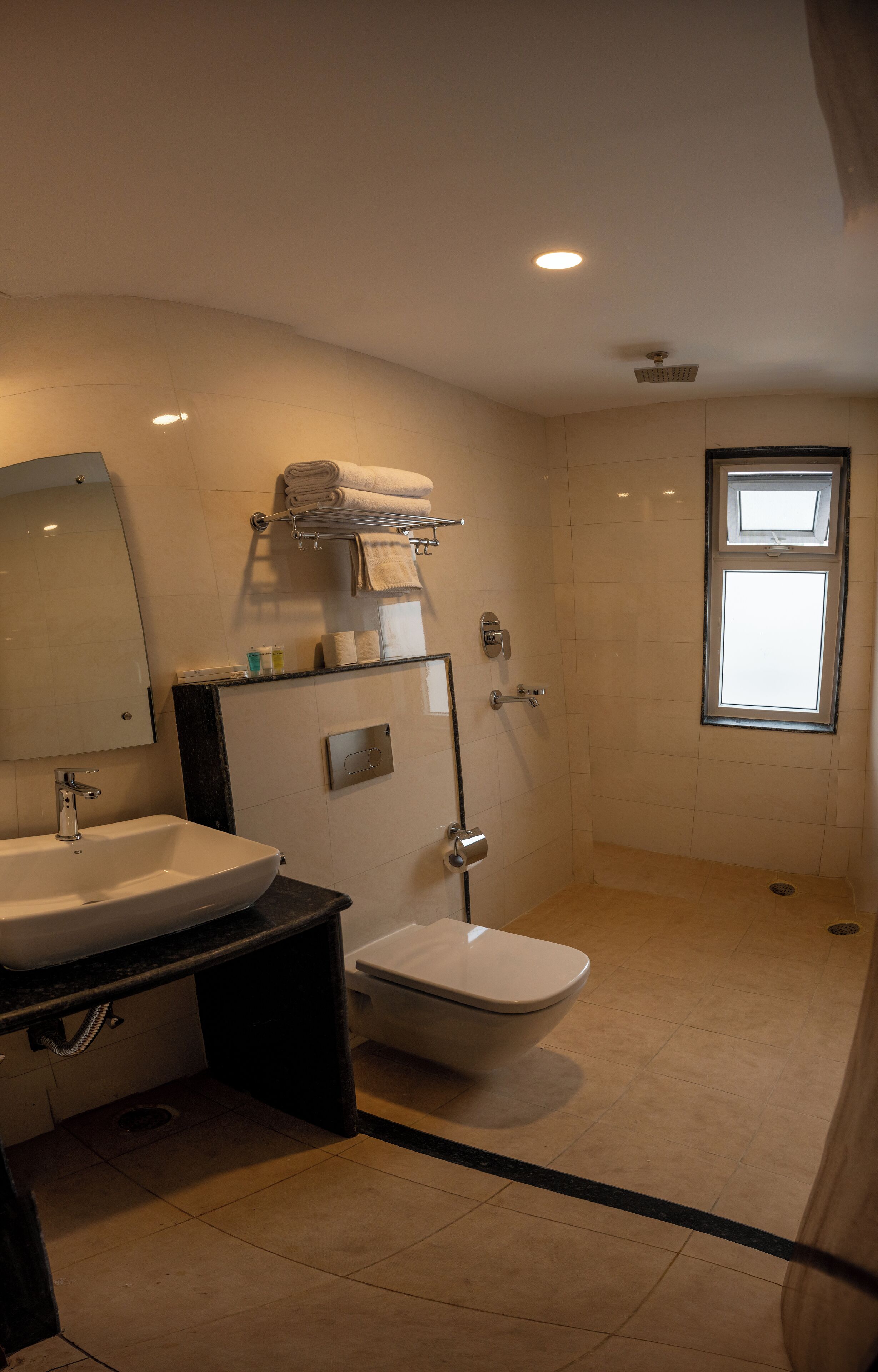 shower, free toiletries, hair dryer, slippers