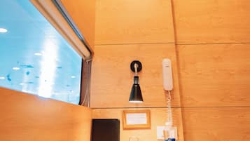 Desk, free WiFi, bed sheets