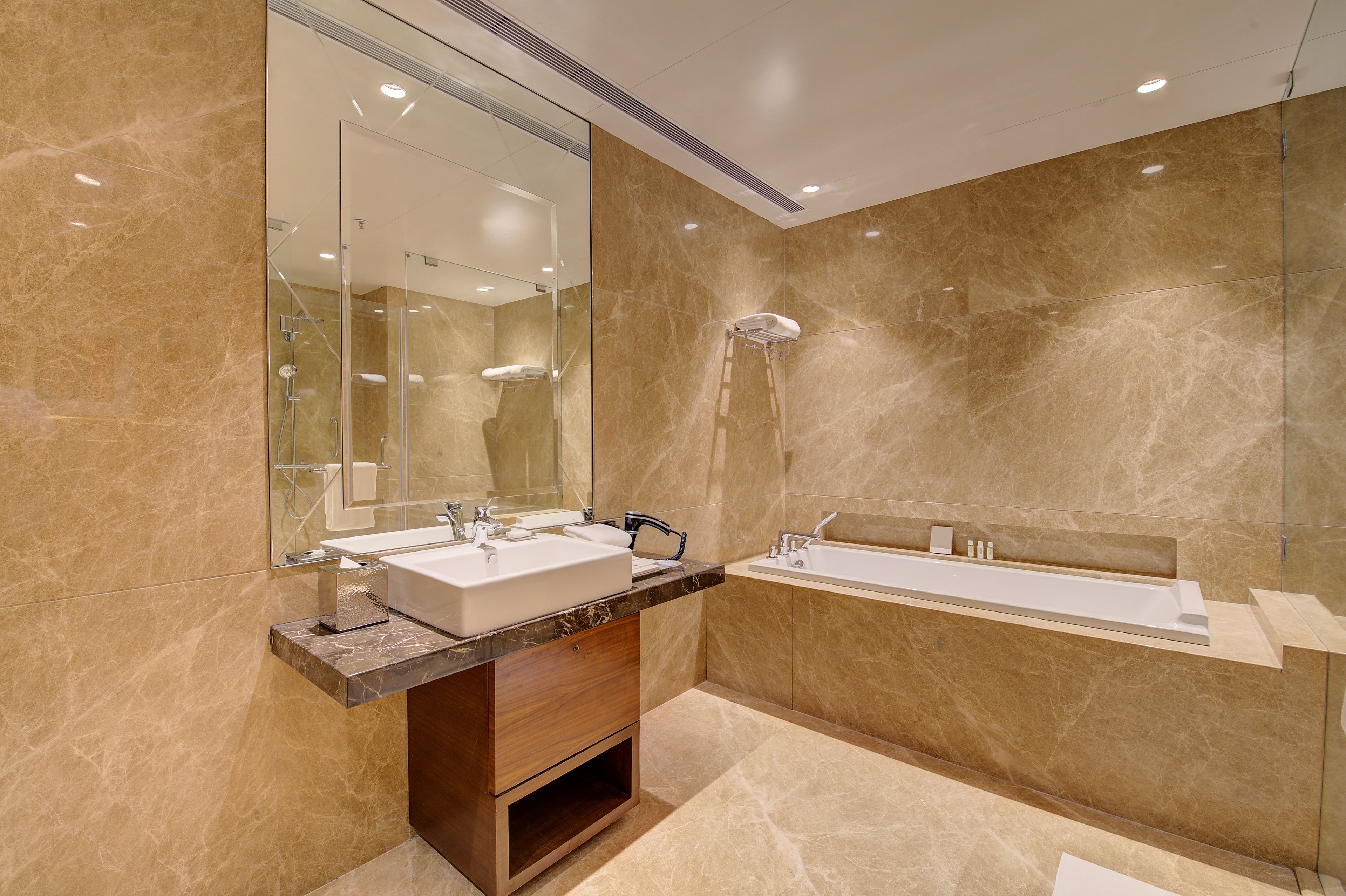 presidential suite | bathroom | shower, rainfall showerhead, free toiletries, towels