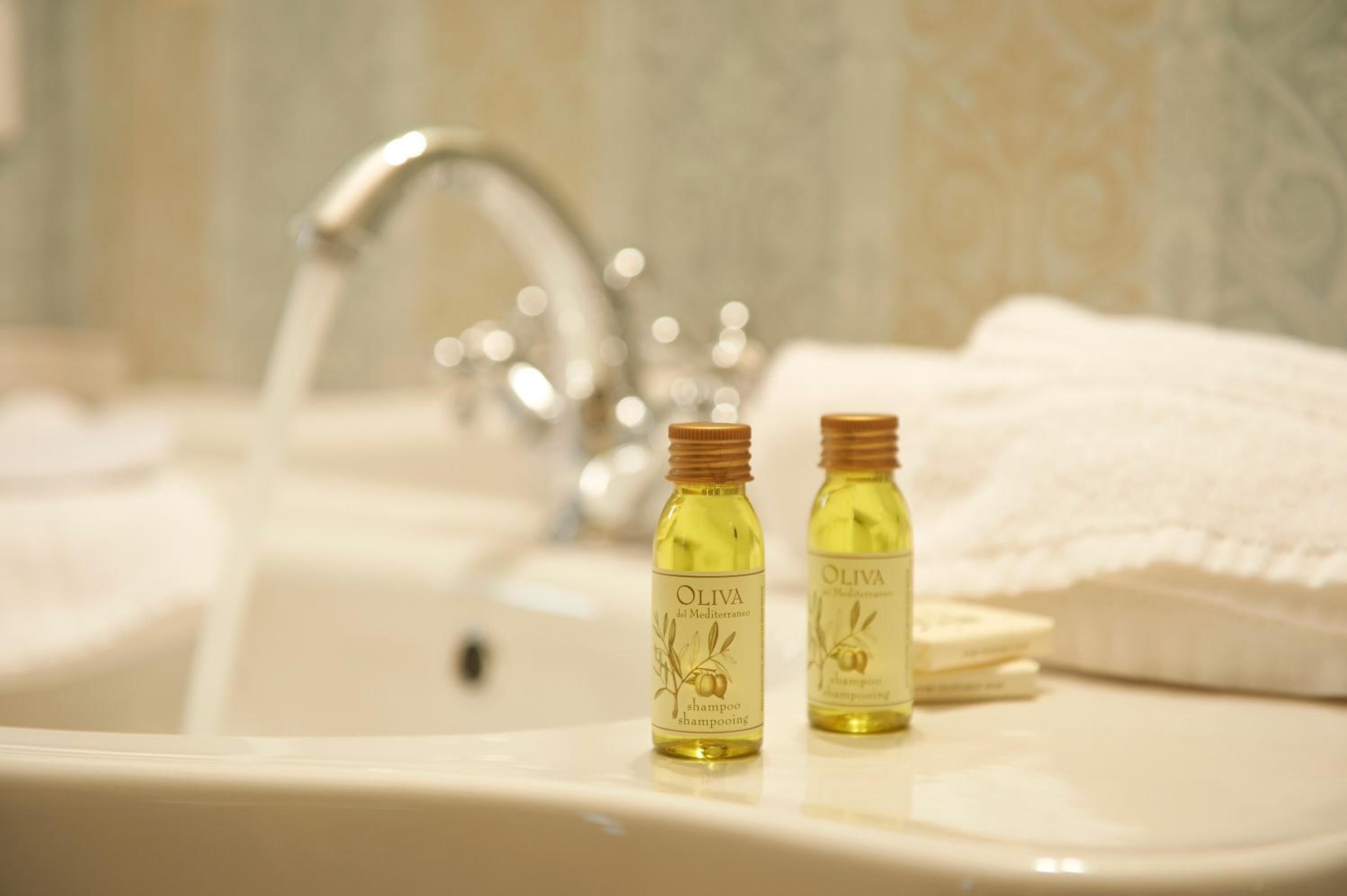 free toiletries, hair dryer, slippers, towels