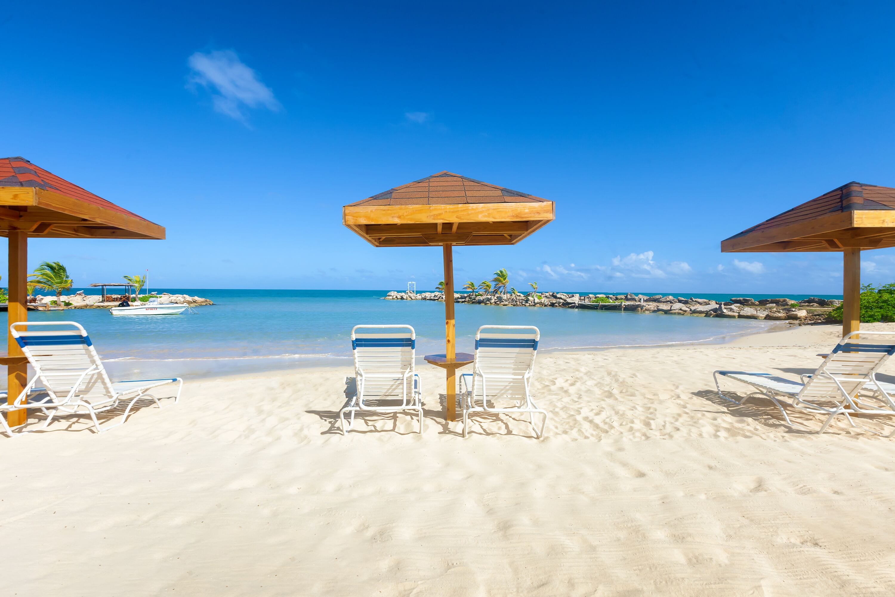 On the beach, beach umbrellas, beach towels
