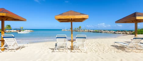 On the beach, beach umbrellas, beach towels
