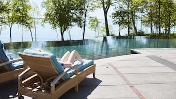 Outdoor pool, pool loungers