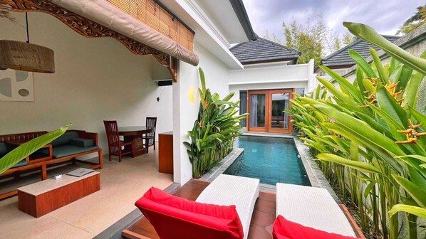Villa Deluxe, 1 habitación, piscina privada | Ropa de cama de alta calidad, colchones con acolchado adicional, minibar