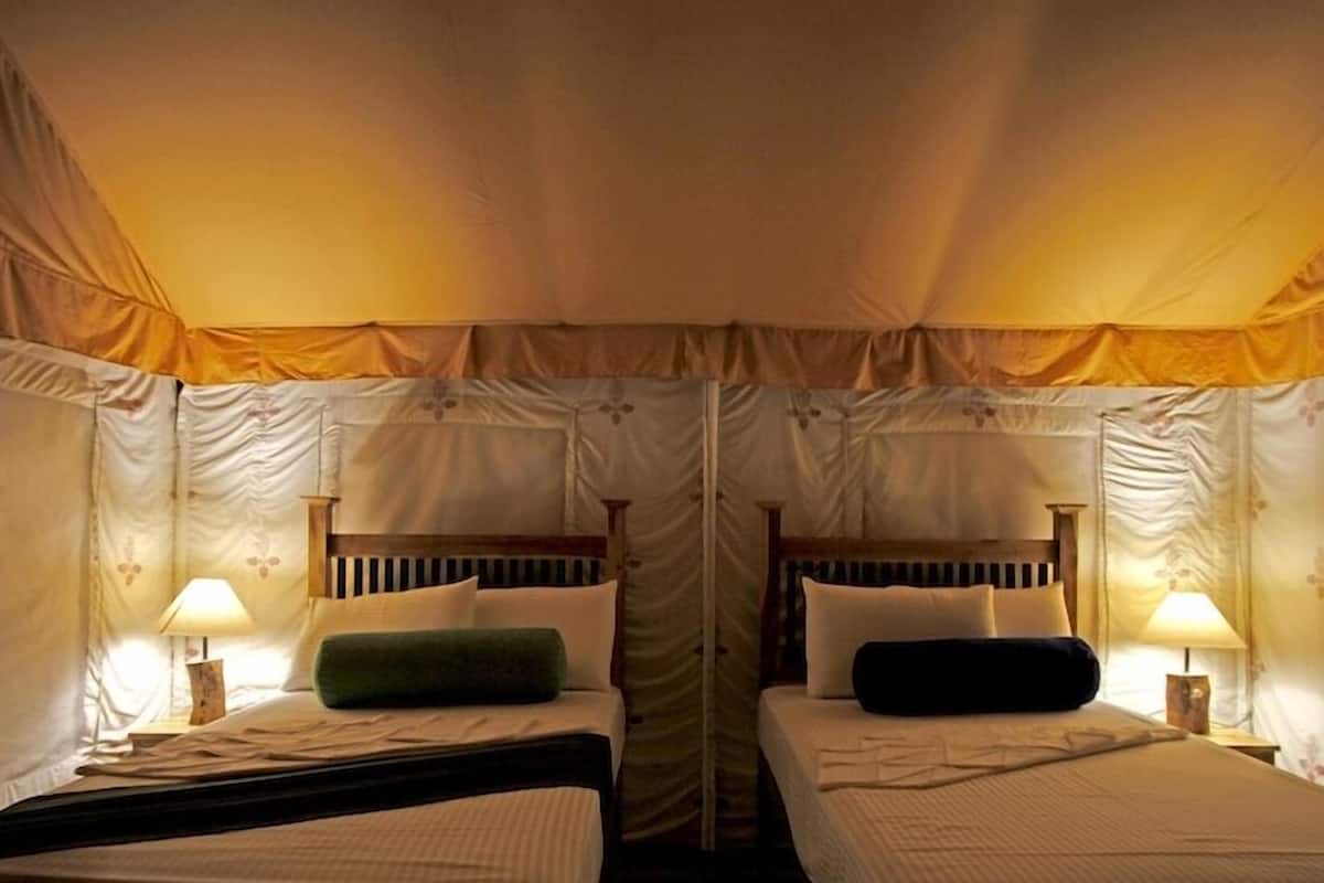 luxury glamping tents | 1 bedroom, in-room safe, desk, iron/ironing board