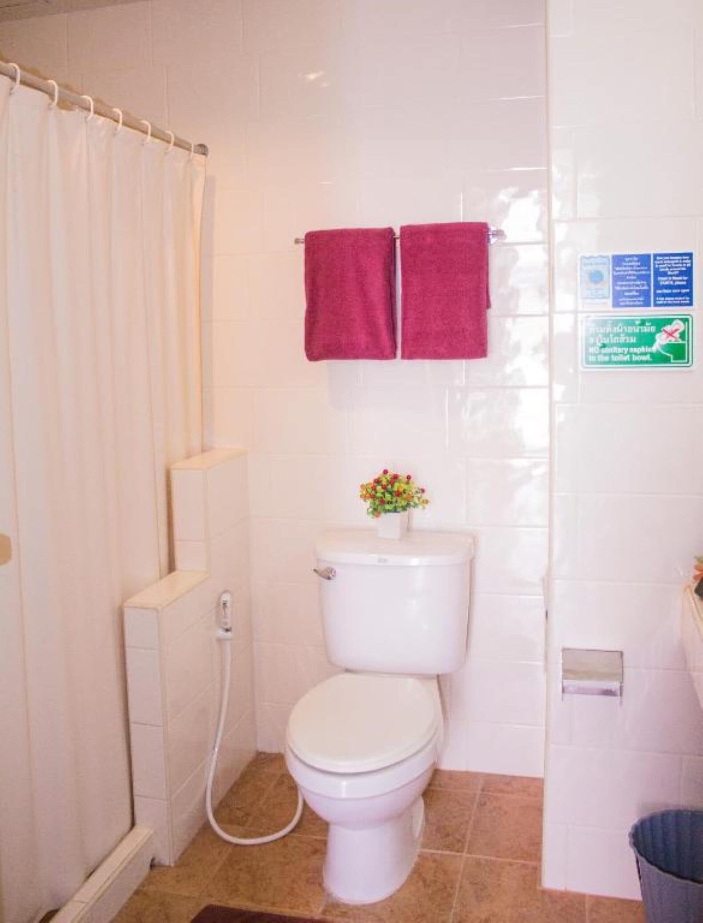 shower, rainfall showerhead, free toiletries, hair dryer