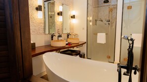 Separate bathtub and shower, deep-soaking bathtub, rainfall showerhead - STORY Seychelles (Mahé Island)