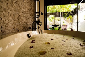 Villa, 1 King Bed (Beach) | Bathroom | Separate tub and shower, deep soaking tub, rainfall showerhead - STORY Seychelles (Mahé Island)