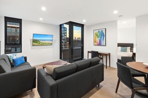 Two Bedroom Apartment | Living area | 40-inch flat-screen TV with digital channels, TV - District South Yarra (South Yarra)