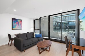 One Bedroom Apartment | Living area | 40-inch flat-screen TV with digital channels, TV - District South Yarra (South Yarra)