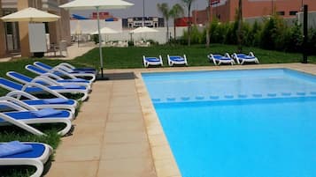 Outdoor pool, pool loungers