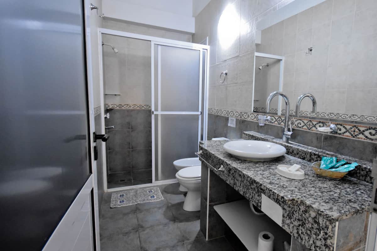 shower, rainfall showerhead, free toiletries, hair dryer