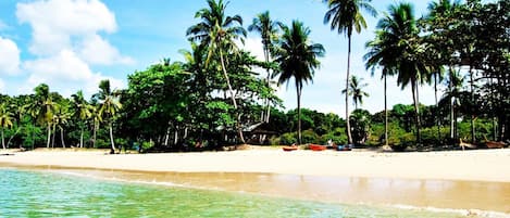 Na praia, bar na praia, passeios de lancha, prática de pesca 