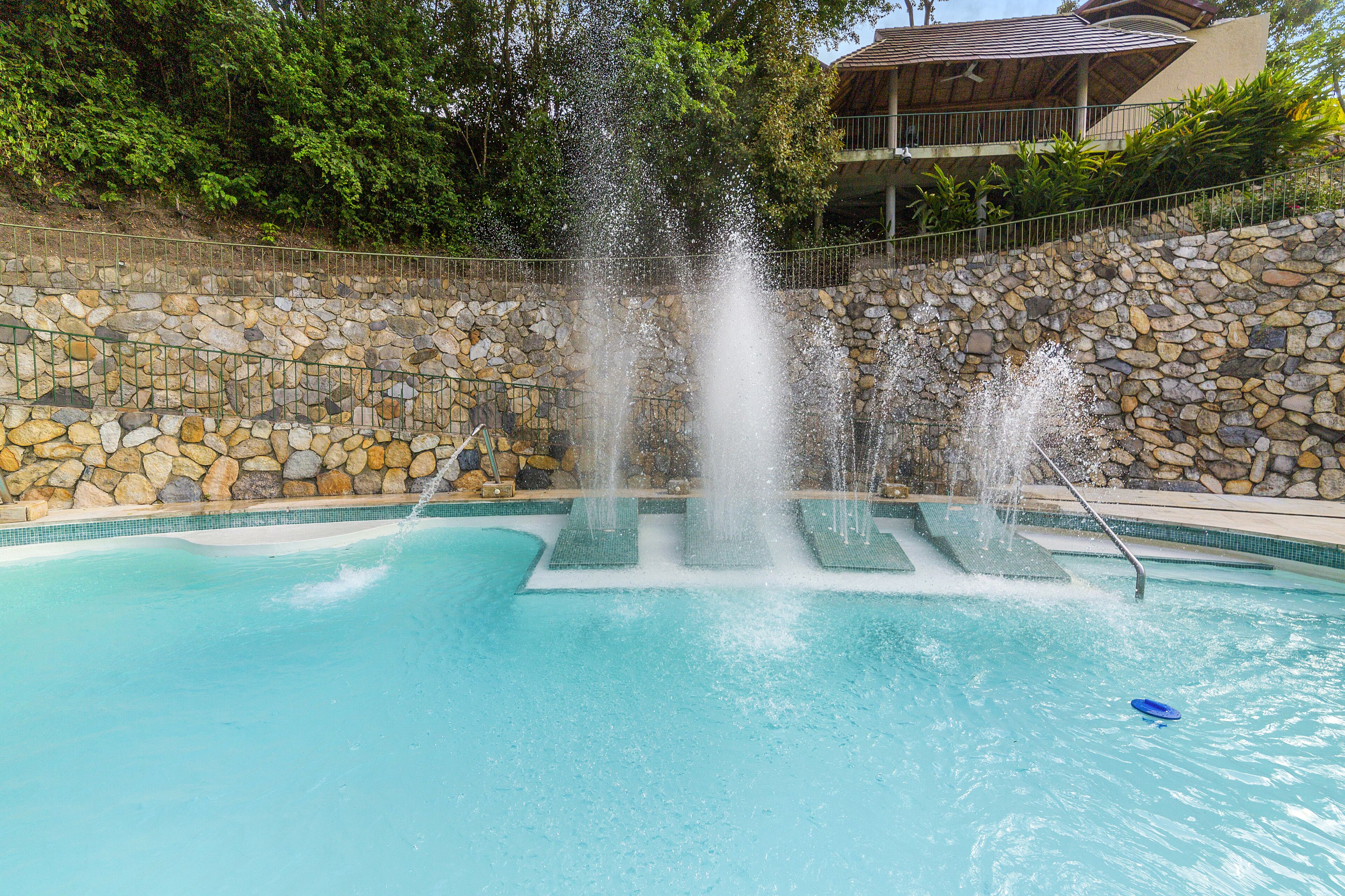 outdoor pool, pool loungers