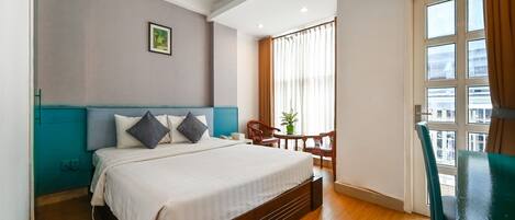 Deluxe Double Room | Premium bedding, desk, laptop workspace, soundproofing