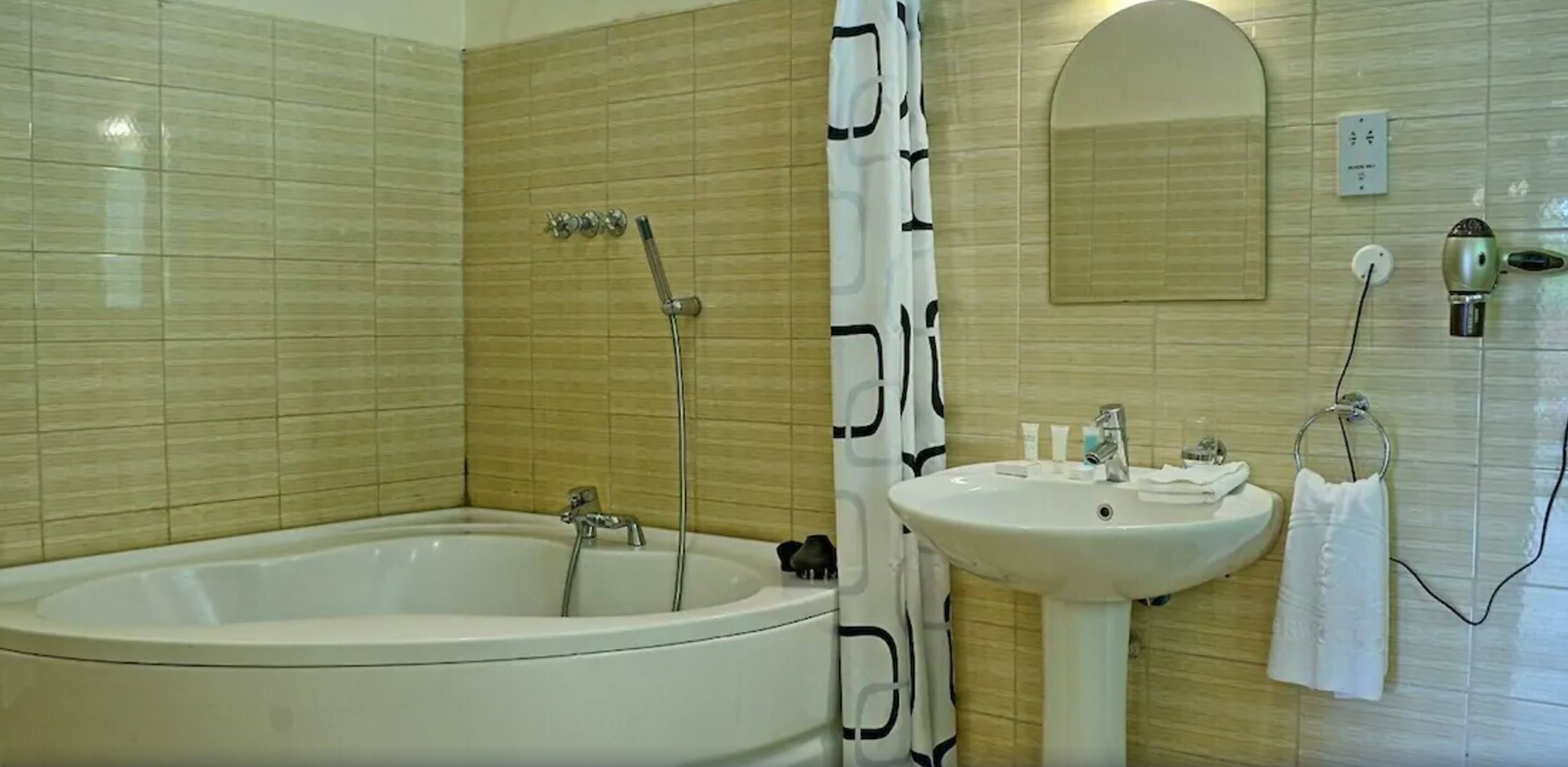 free toiletries, hair dryer, bidet, towels