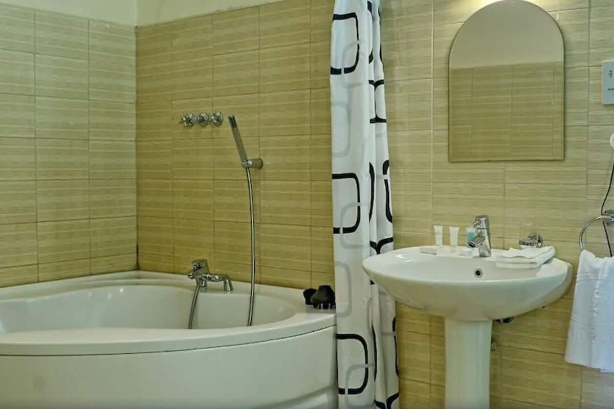 free toiletries, hair dryer, bidet, towels