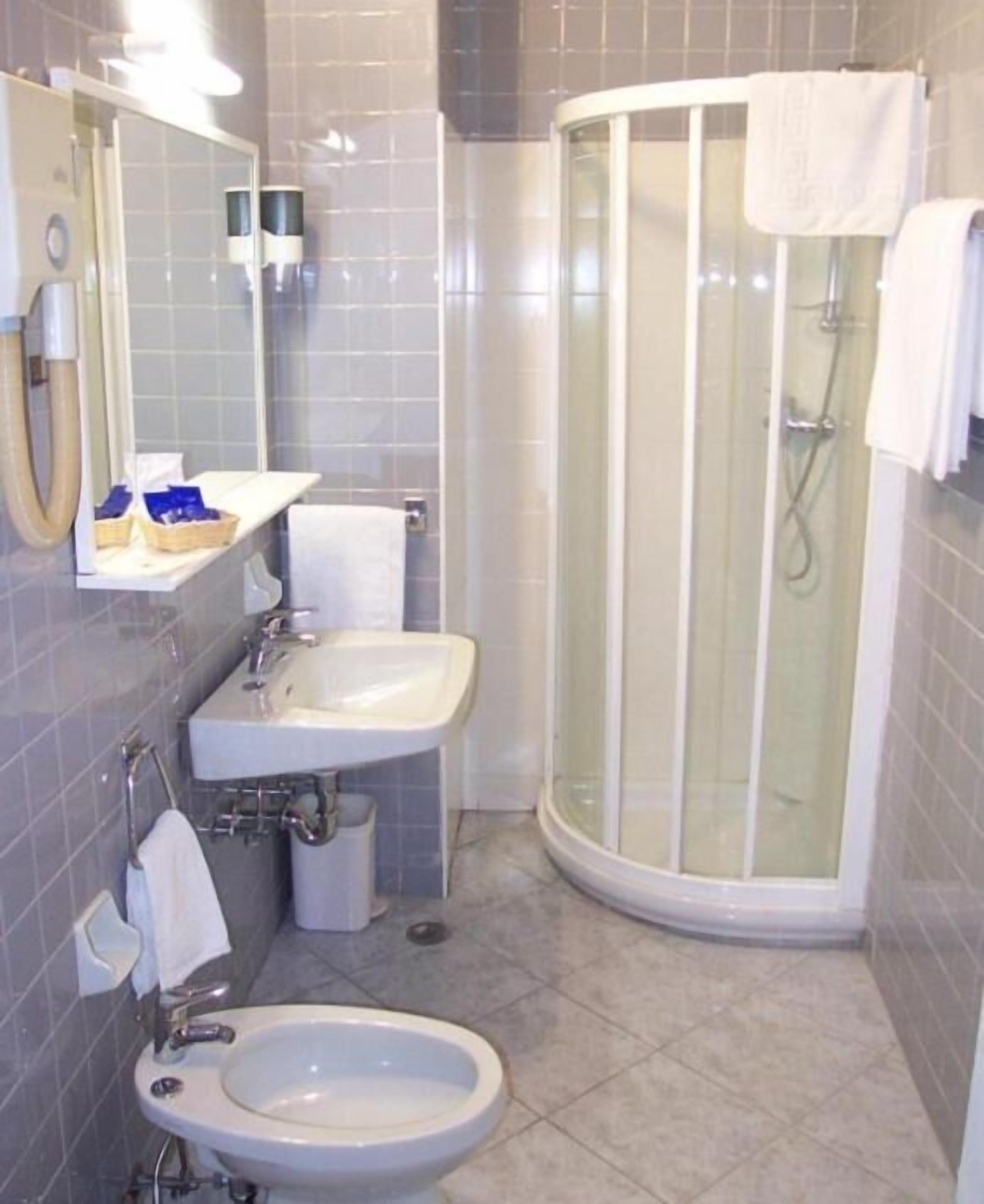 shower, free toiletries, hair dryer, bidet