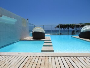 Outdoor pool, pool loungers