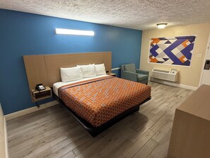 Desk, free WiFi, bed sheets