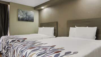 Desk, blackout drapes, WiFi (free), bed sheets