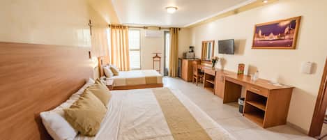 Family Room, 2 Double Beds | In-room safe, blackout drapes, free WiFi, bed sheets