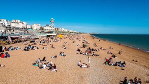 A crowded beach with people sunbathing and relaxing. - a&o Brighton Beach (Brighton)