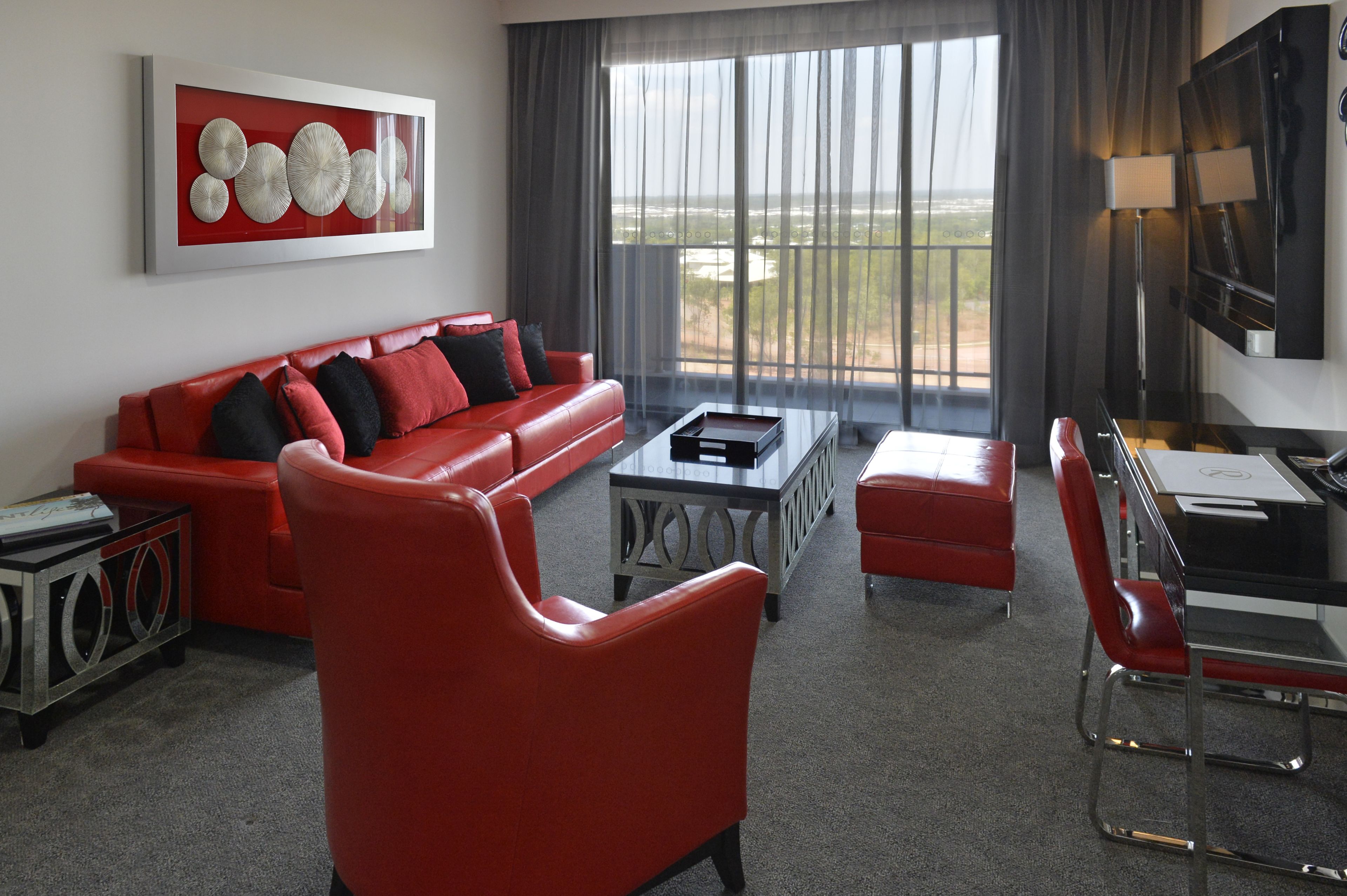 executive business suite with balcony | living room | flat-screen tv, ipod dock