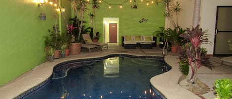 Outdoor pool, sun loungers