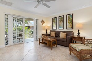 LARGE 800 Sq Ft Premier 1 Bedroom Condo Suite | Living area | 42-inch flat-screen TV with satellite channels, TV, DVD player