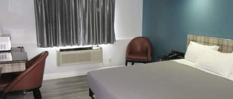 Desk, free WiFi, bed sheets