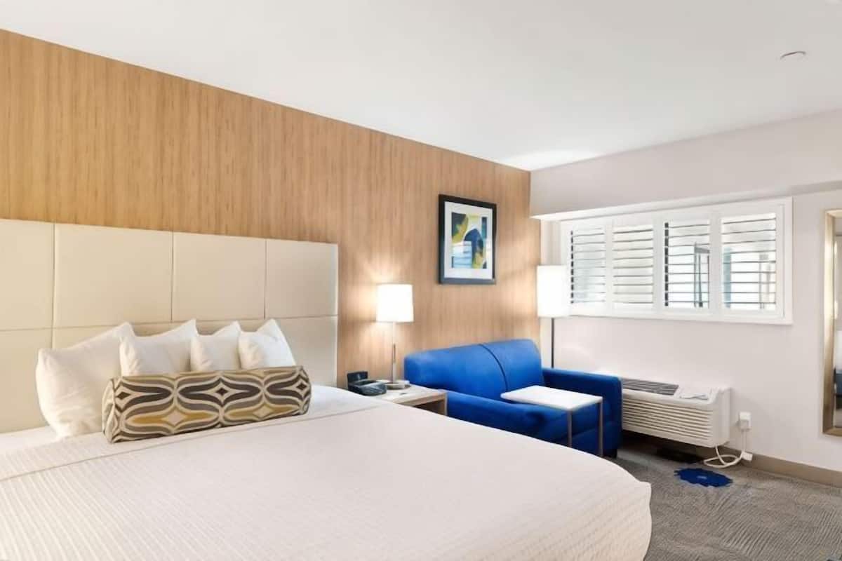 Desk, blackout curtains, iron/ironing board, free WiFi