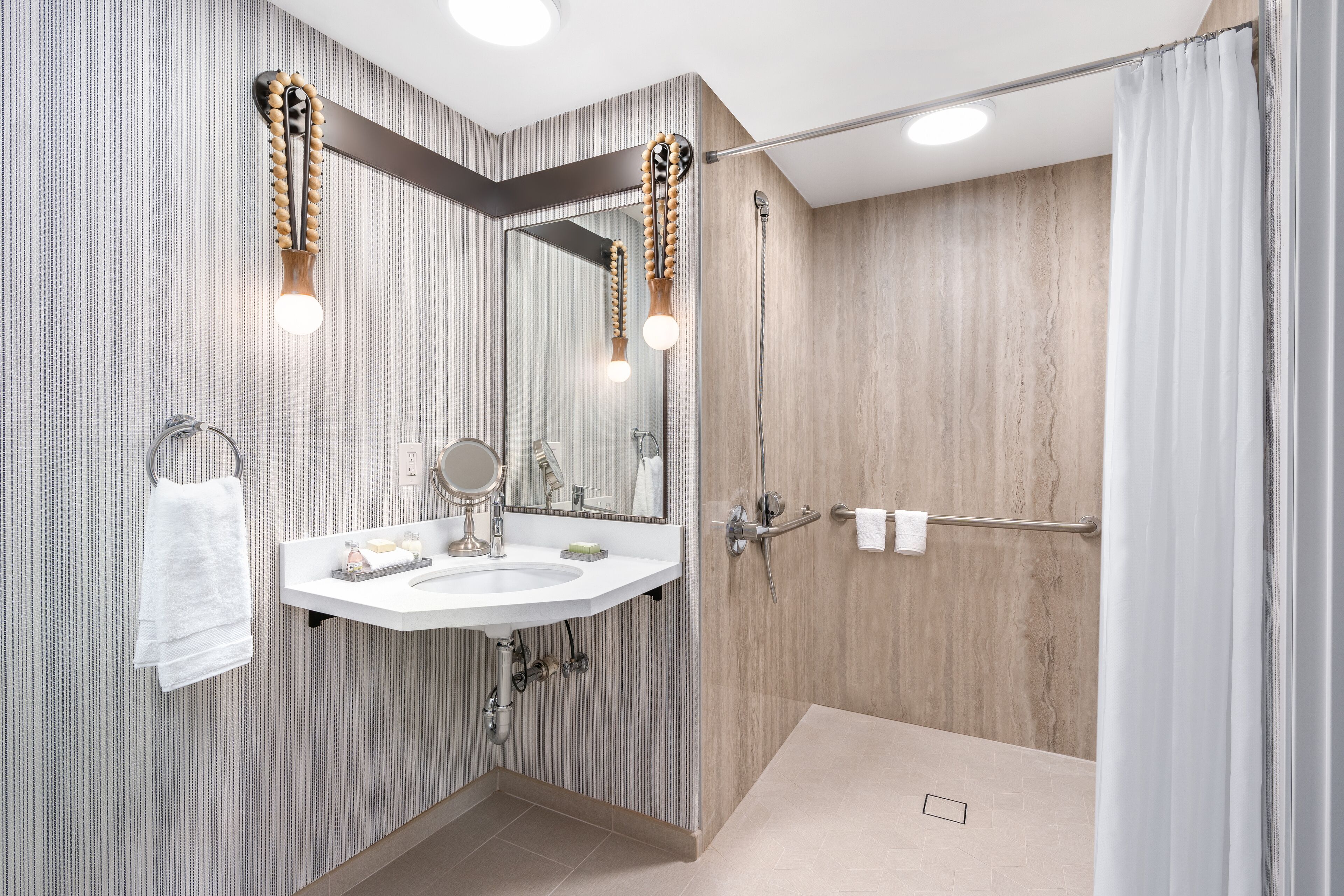 shower, free toiletries, hair dryer, bathrobes