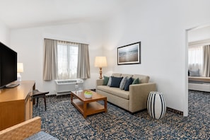 50-inch flat-screen TV with cable channels, TV