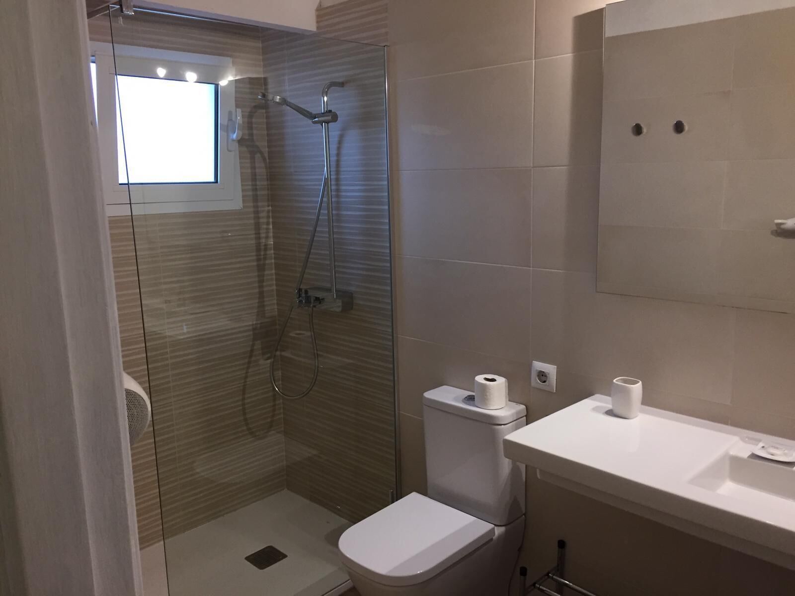 small double room | bathroom | bathtub, hair dryer, towels, soap