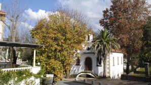 A white building with a small porch and a palm tree nearby. - El Salugral Termal Resort (Hervas)