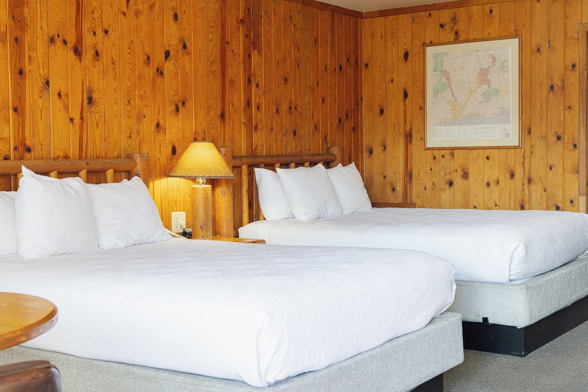 Double Room, 2 Queen Beds | 2 bedrooms, desk, blackout drapes, iron/ironing board