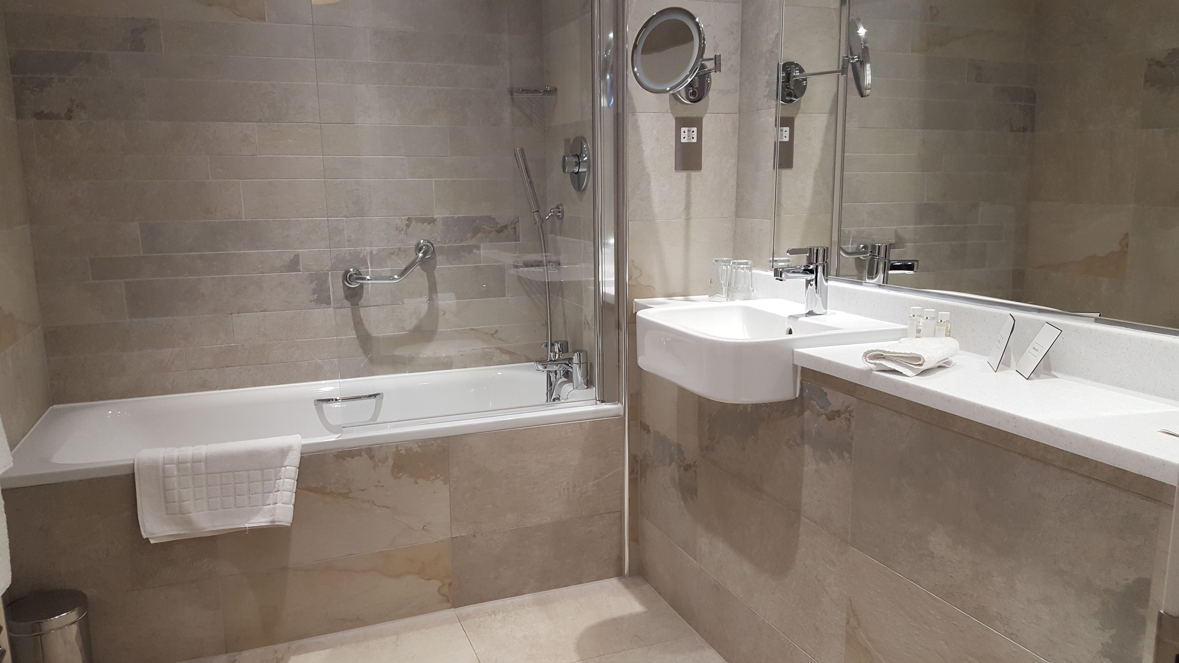 classic double room | bathroom | designer toiletries, hair dryer, towels