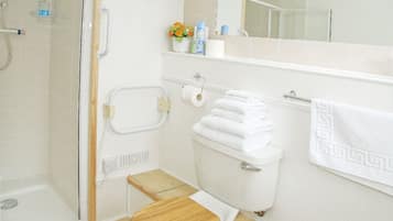 Bathroom | Shower, free toiletries, hair dryer, towels