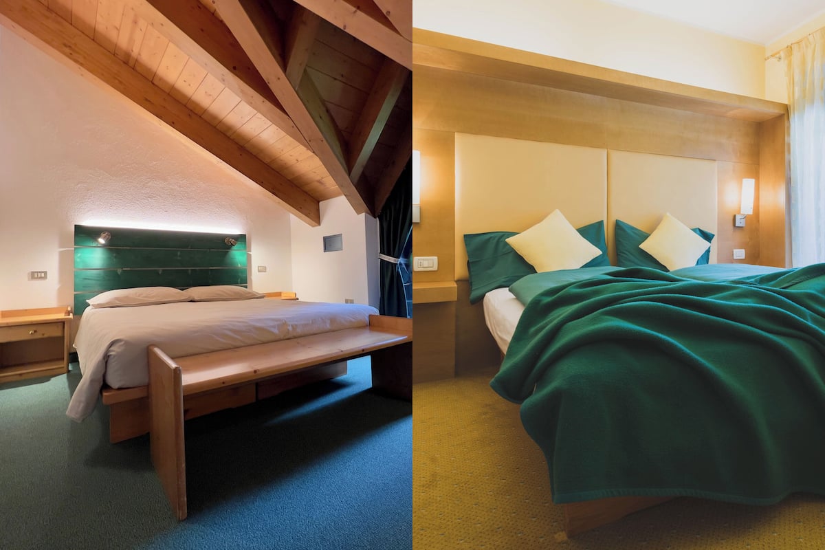 Kamer, 1 twee- of 2 eenpersoonsbedden, uitzicht op bergen | Een kluis op de kamer, een bureau, een laptopwerkplek, gratis wifi